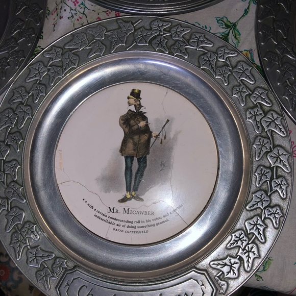 RWP Wilton Columbia Pewter Plates 4 CHARLES DICKEN - Picture 5 of 8